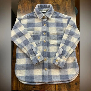 Fuzzy Flannel Sherpa Button Down Coat